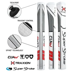 SuperStroke Super Stroke Traxion Claw 1.0 Putter Grip - White/Red/Grey