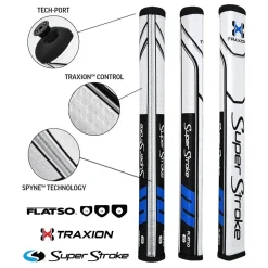 SuperStroke Super Stroke Traxion Flatso 1.0 Putter Grip - Black/Blue/White