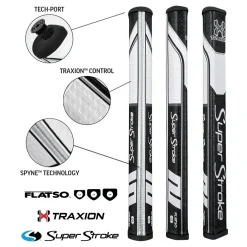 SuperStroke Super Stroke Traxion Flatso 1.0 Putter Grip - Black/White