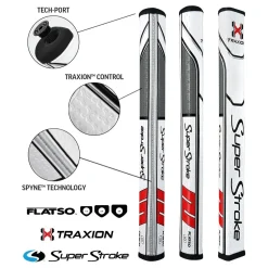 SuperStroke Super Stroke Traxion Flatso 1.0 Putter Grip - White/Red/Grey