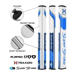 SuperStroke Super Stroke Traxion Flatso 3.0 Putter Grip - White/Light Blue/Dark Blue