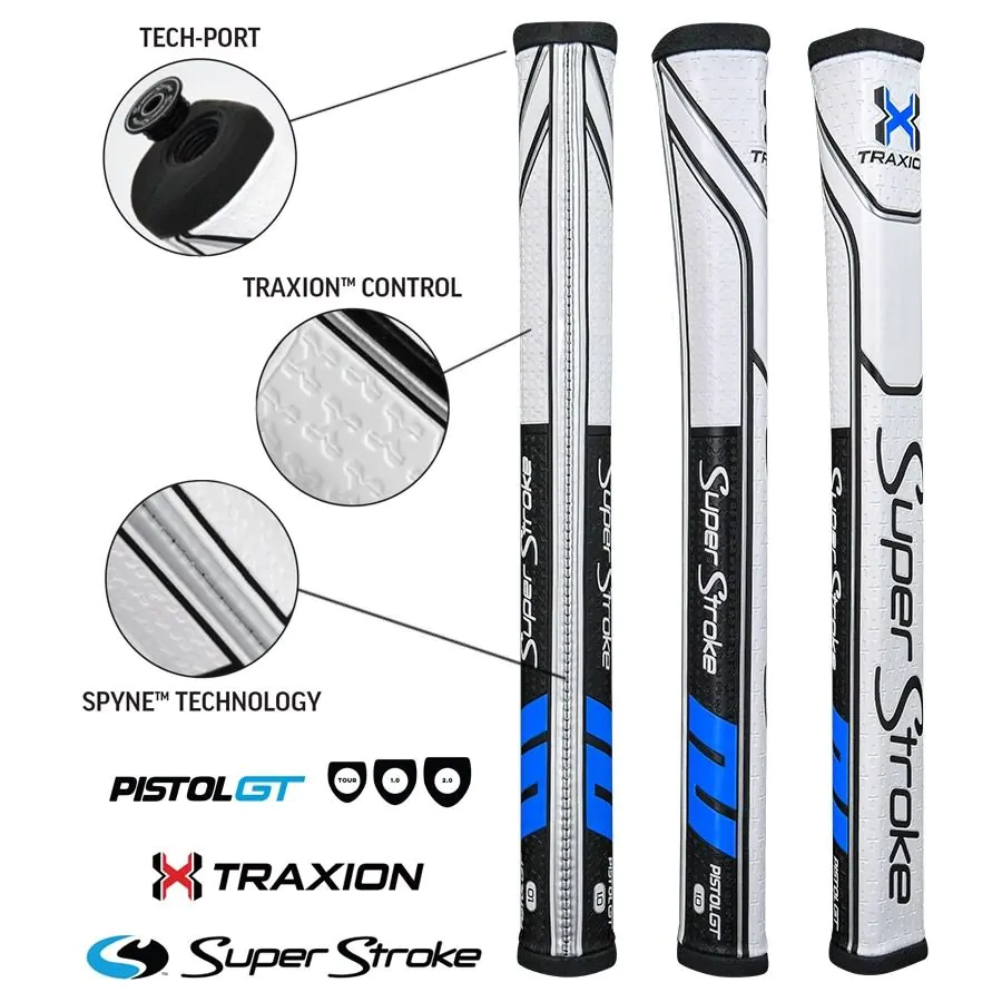 SuperStroke Super Stroke Traxion Pistol GT 1.0 Putter Grip - Black/Blue/White 1 SuperStroke Super Stroke Traxion Pistol GT 1.0 Putter Grip - Black/Blue/White