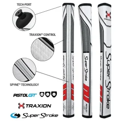 SuperStroke Super Stroke Traxion Pistol GT 1.0 Putter Grip - White/Red/Grey